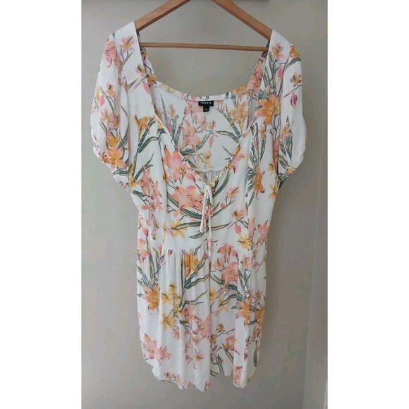 Torrid Babydoll Crinkle Gauze Smocked Back Puff Sleeve Top Plus Size 4 4X White - Picture 1 of 10